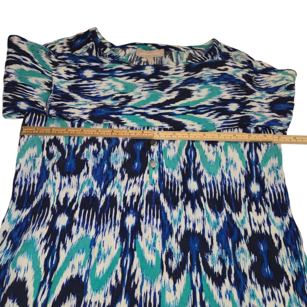 Banana Republic Womens Size 0 Shirt Dress Roll Tab Long Sleeves‎ Blue Green Mini - Picture 12 of 14